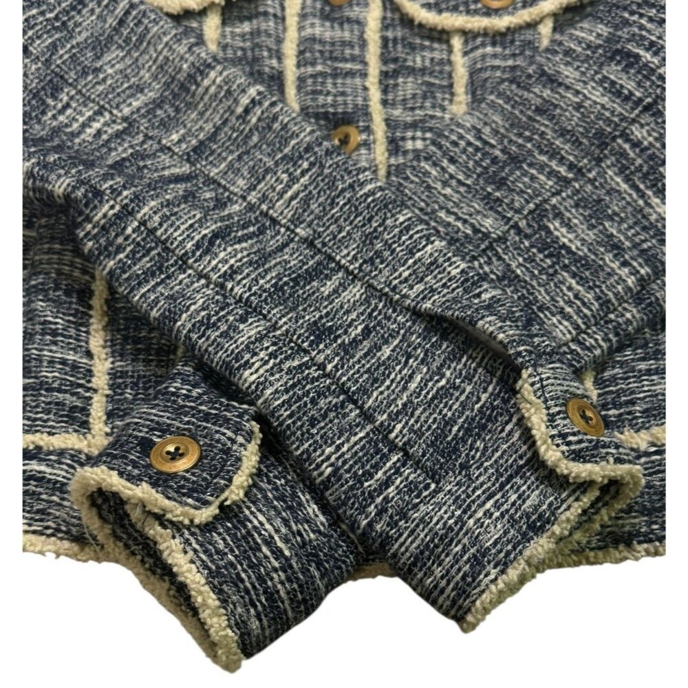 Anthropologie Ett:Twa Blue Tweed Trucker Jacket – XS – Textured Trim - Picture 6 of 16